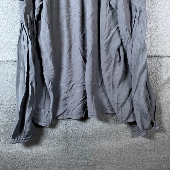 Express Women Blouse Black Cold Shoulder Round Neck Peasant Stretch Small - Picture 3 of 12